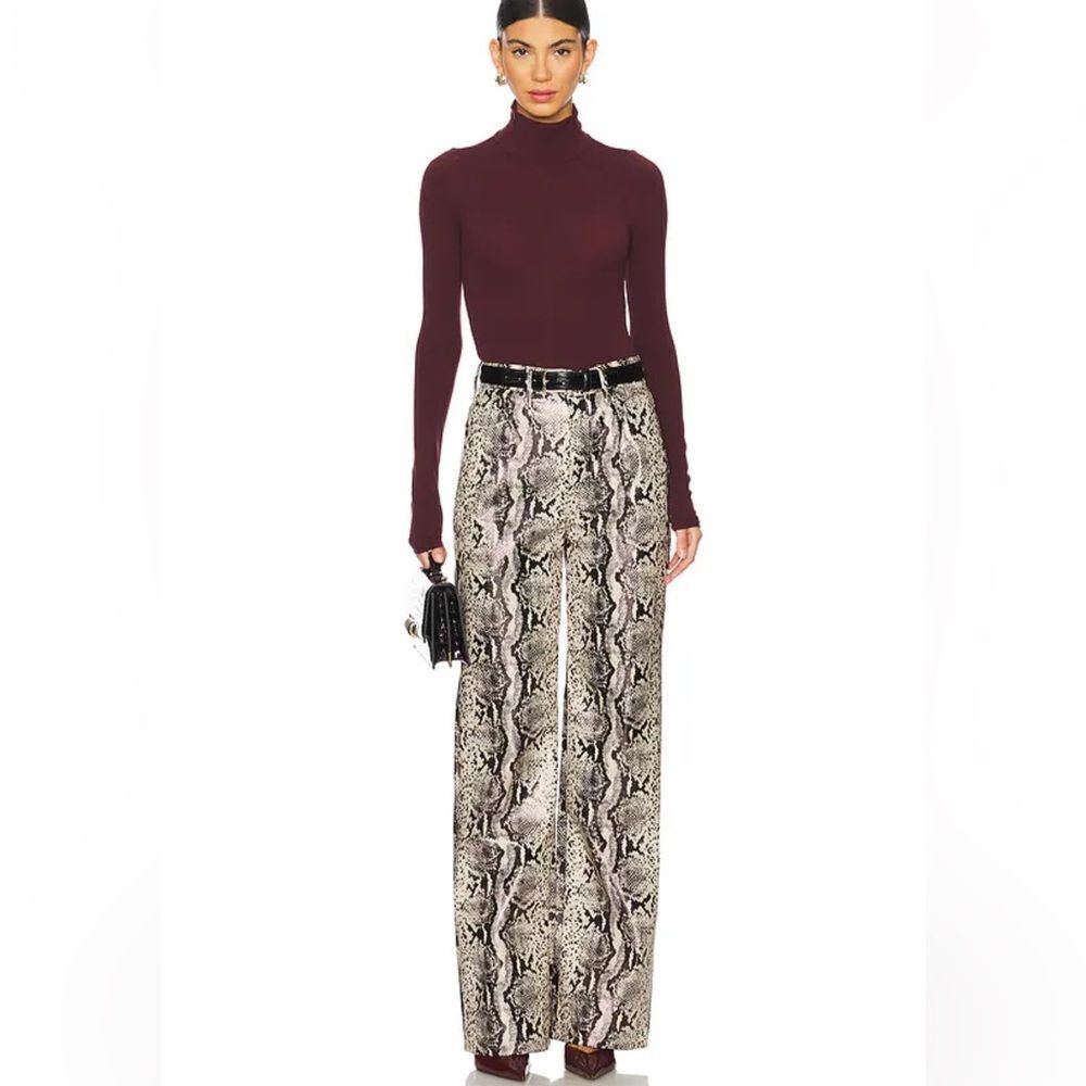 MOTHER Faux Leather Snakeskin print STRAIGHT LEG MAVEN HEEL Pants